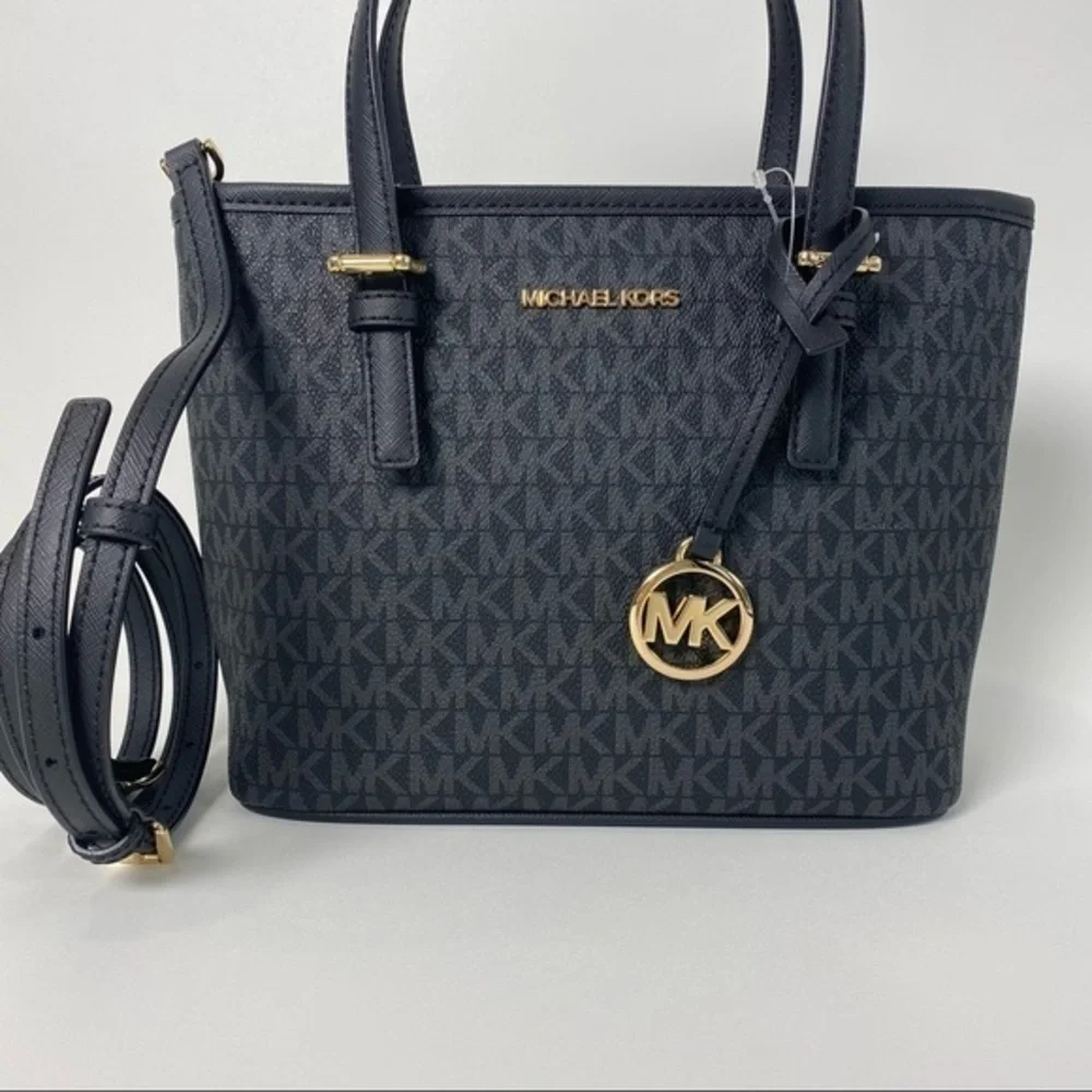 Michael Kors Jet Set Travel Extra-Small Logo Top-Zip Tote Satchel Crossbody Bag